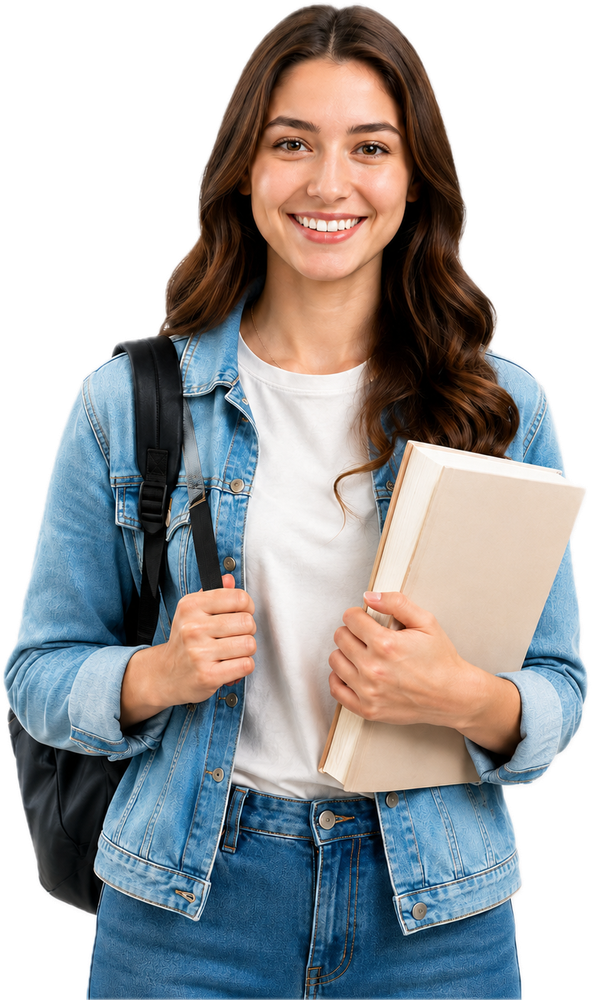 Bosnian language student holding a book